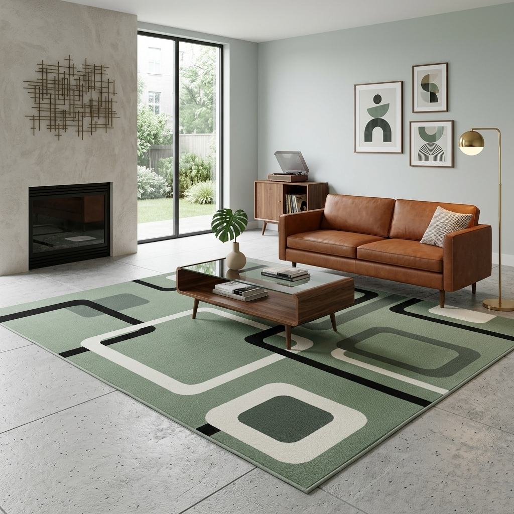 Hand-Tufted Modern Abstract Wool Rug | Minimal Geometric Area Rug by CarpetRugDecor