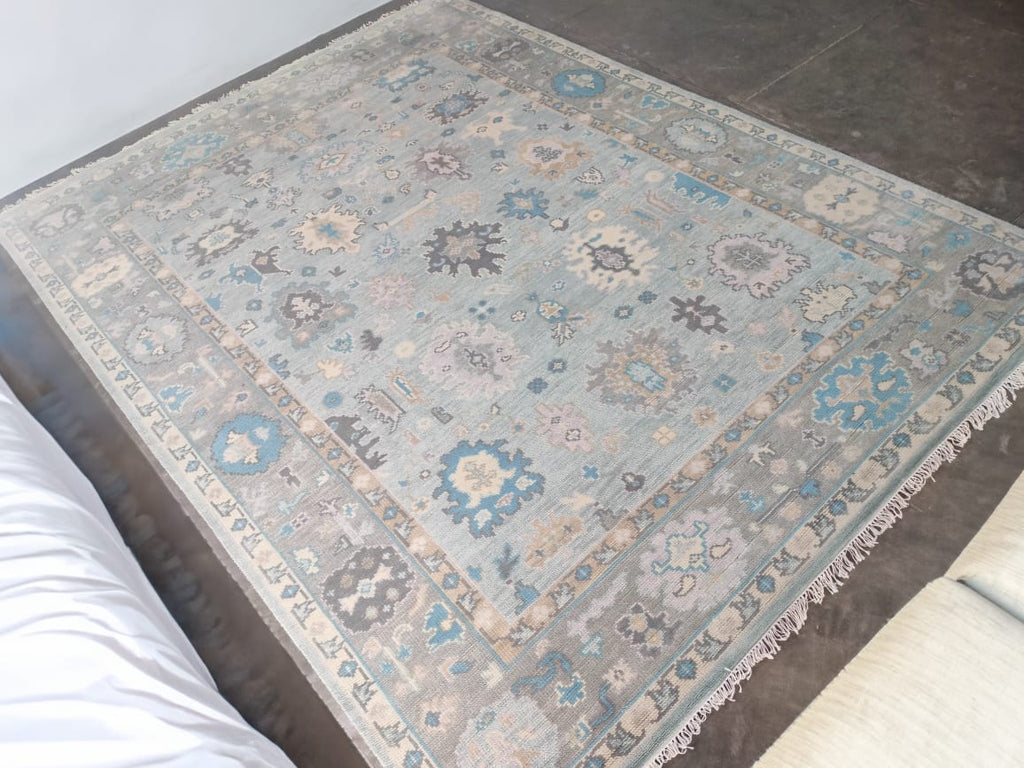 Handwoven Wool Dari Rug – Large Blue Vintage Area Rug