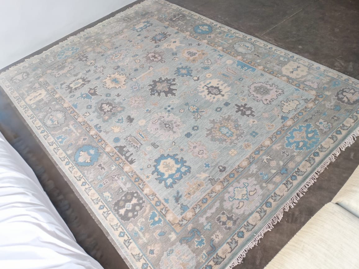 Handwoven Wool Dari Rug – Large Blue Vintage Area Rug