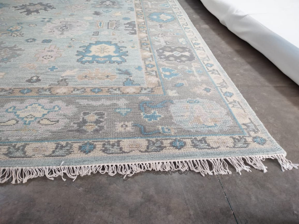 Handwoven Wool Dari Rug – Large Blue Vintage Area Rug