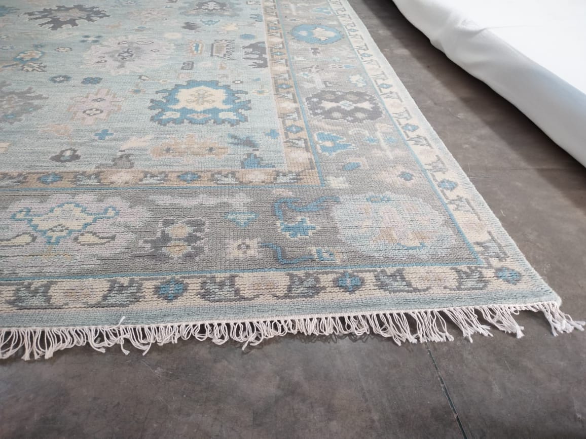Handwoven Wool Dari Rug – Large Blue Vintage Area Rug