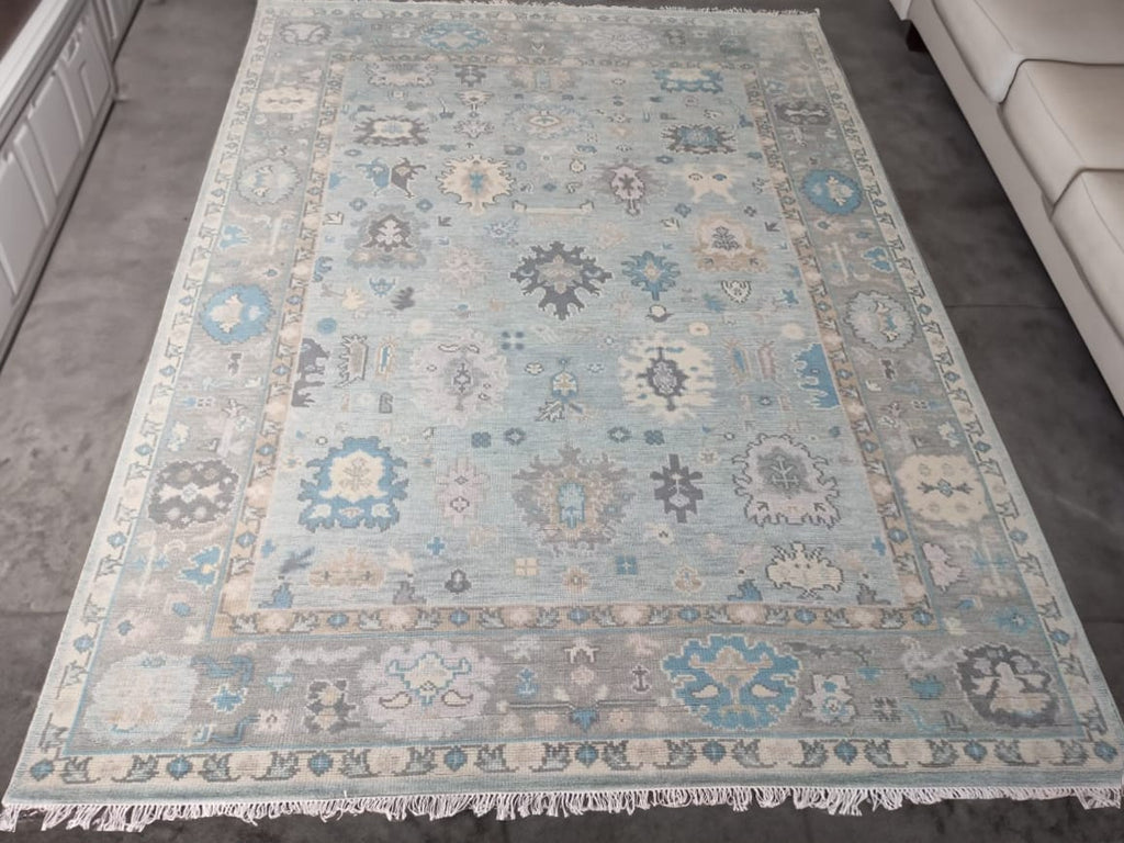 Handwoven Wool Dari Rug – Large Blue Vintage Area Rug