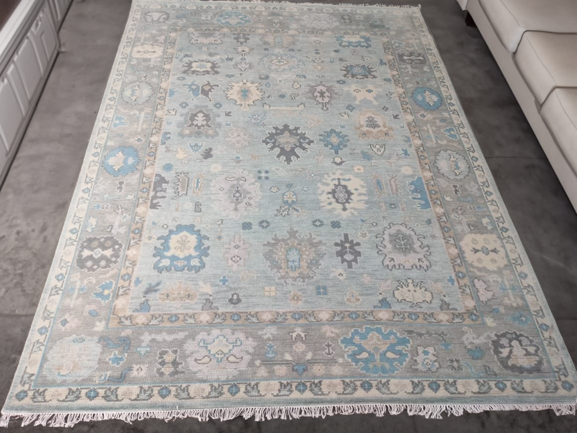 Handwoven Wool Dari Rug – Large Blue Vintage Area Rug