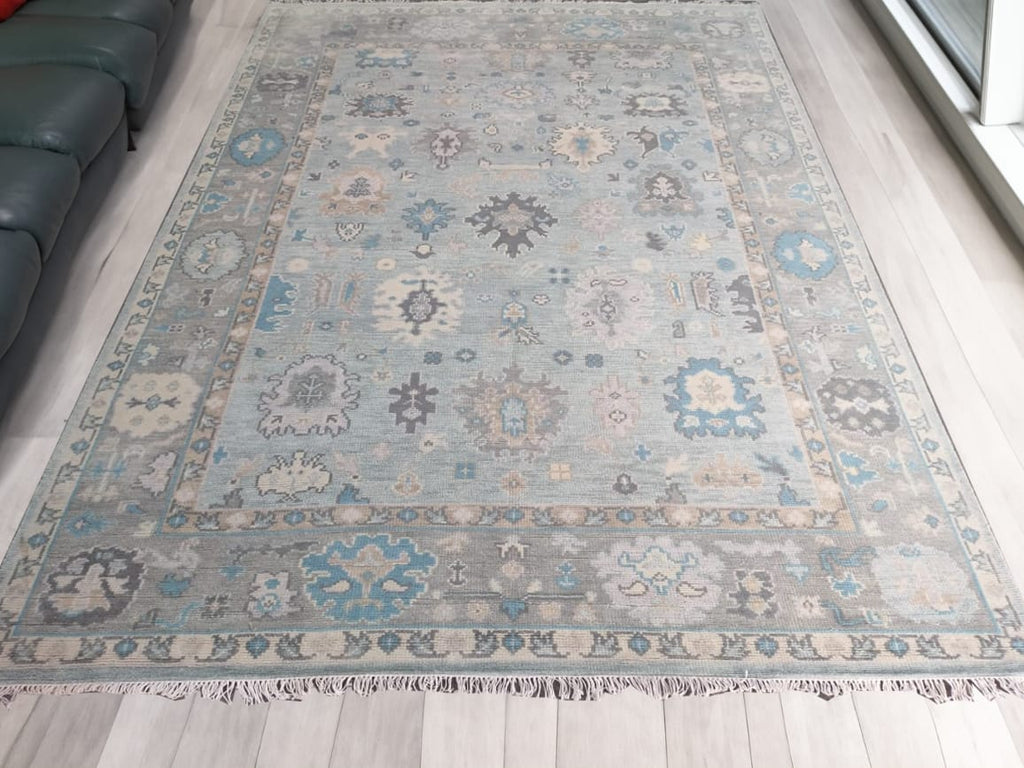 Handwoven Wool Dari Rug – Large Blue Vintage Area Rug