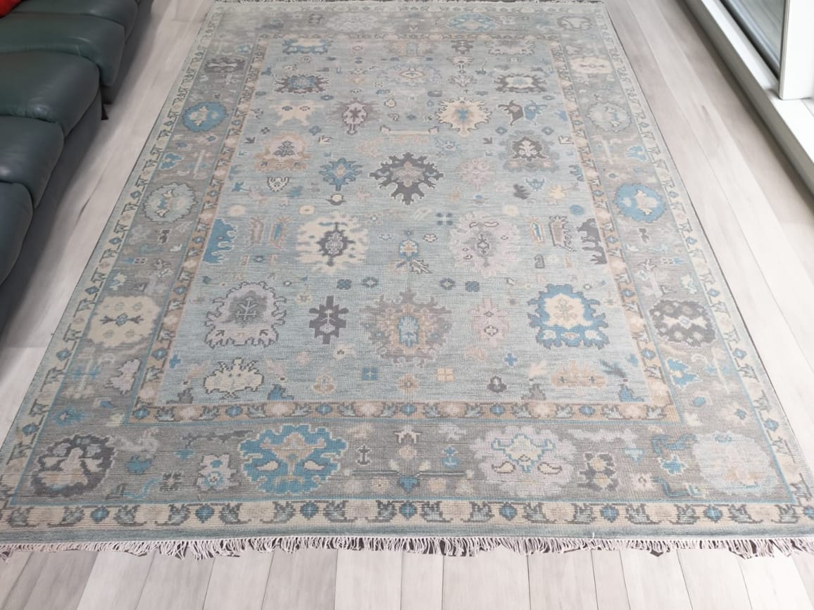 Handwoven Wool Dari Rug – Large Blue Vintage Area Rug