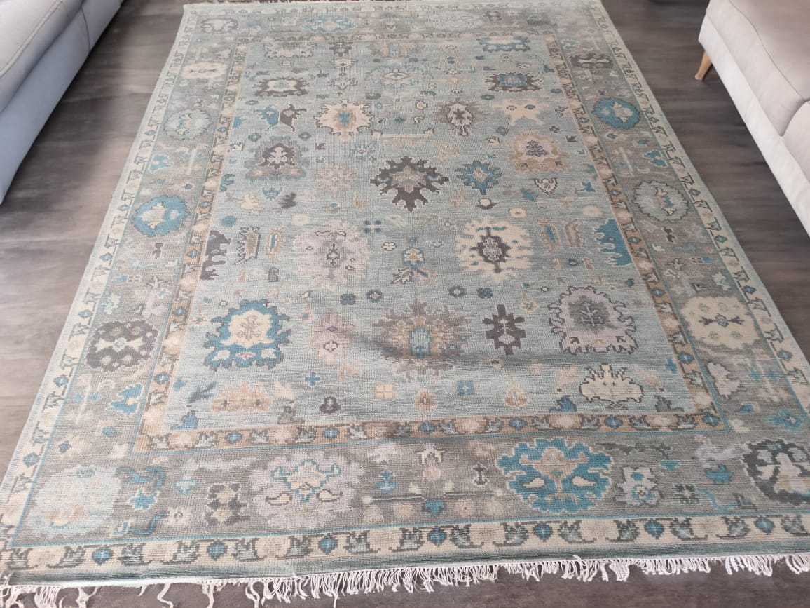 Handwoven Wool Dari Rug – Large Blue Vintage Area Rug