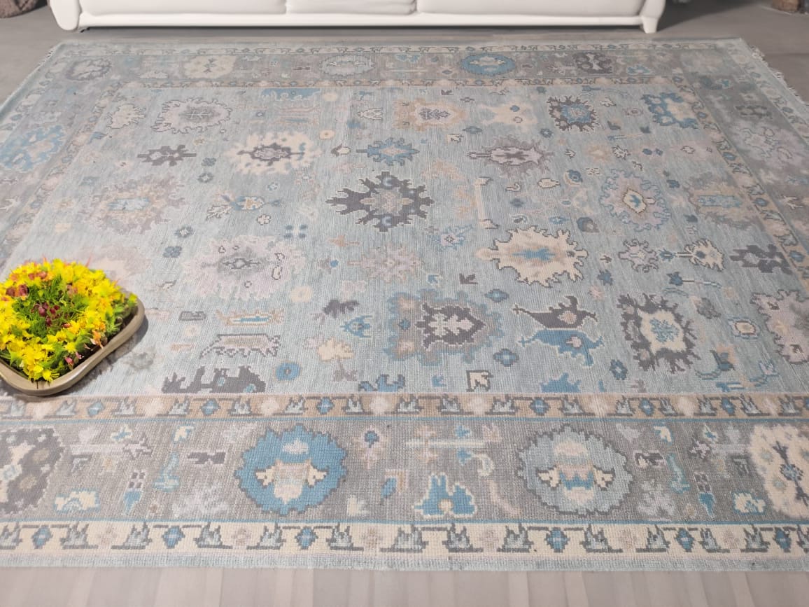 Handwoven Wool Dari Rug – Large Blue Vintage Area Rug