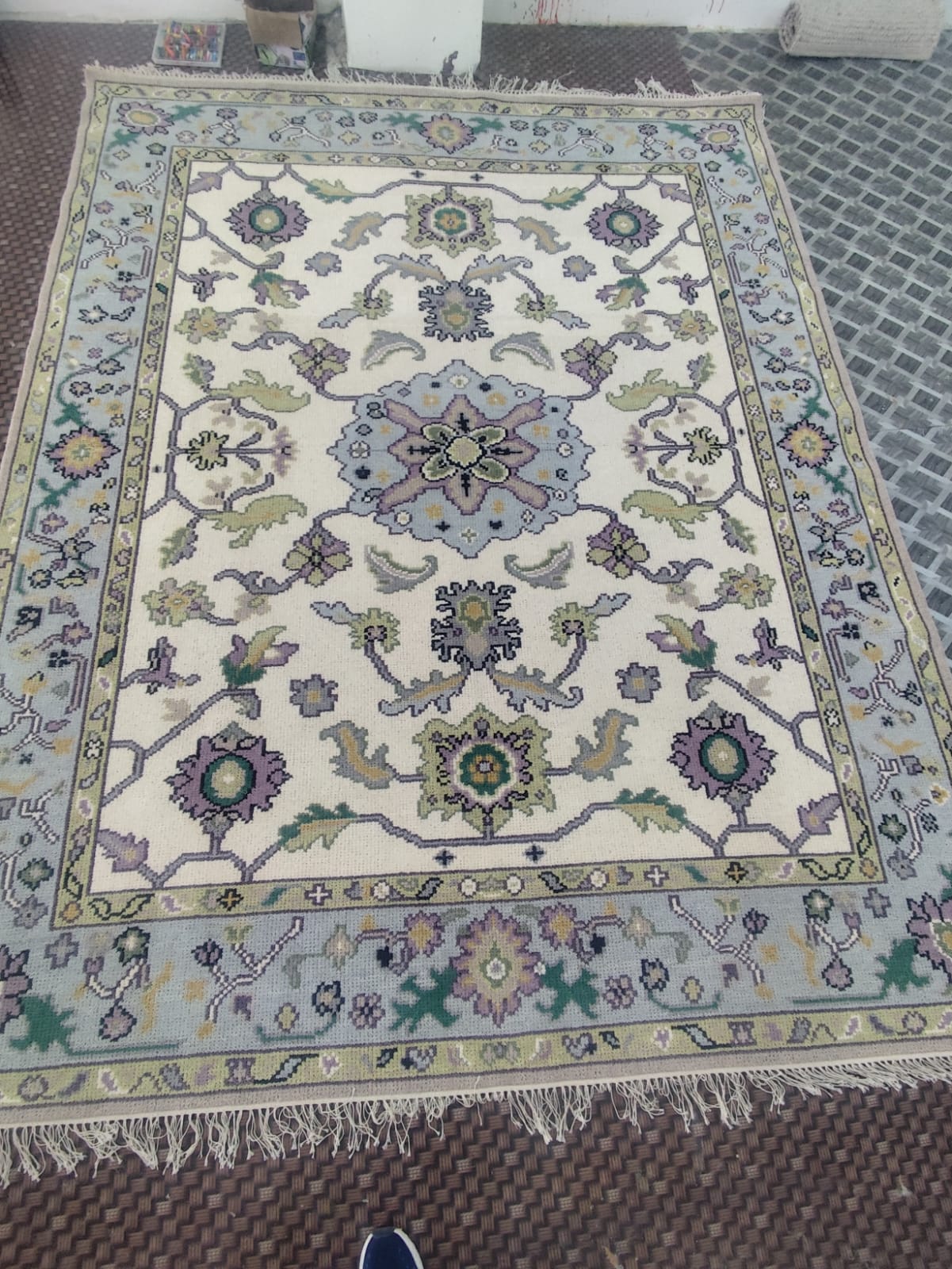 Hand-Knotted Floral Medallion Wool Rug | Vintage Traditional Area Carpet by CarpetRugDecor