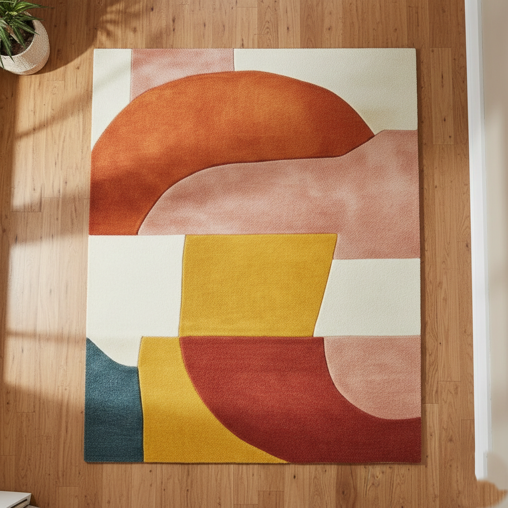 Hand-Tufted Modern Geometric Wool Rug | Soft Abstract Area Rug by CarpetRugDecor