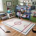 Hand-Tufted Sports Court Wool Rug | Modern Graphic Area Rug by CarpetRugDecor