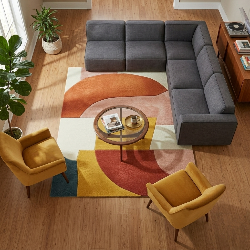 Hand-Tufted Modern Geometric Wool Rug | Soft Abstract Area Rug by CarpetRugDecor