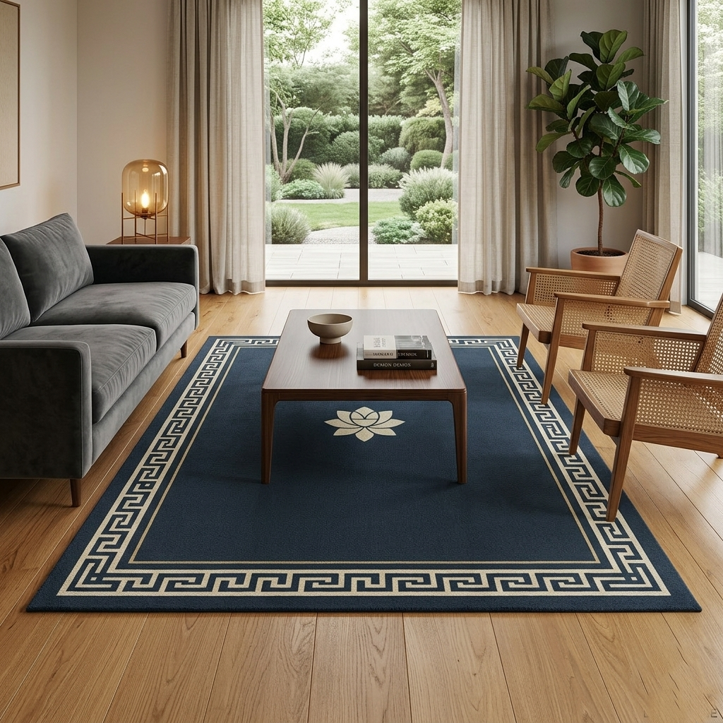 Hand-Tufted Classic Border Wool Rug | Elegant Modern Area Rug by CarpetRugDecor
