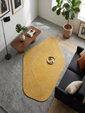 Hand-Tufted Sculpted Mustard Wool Rug | Modern Minimal Organic Area Rug by CarpetRugDecor