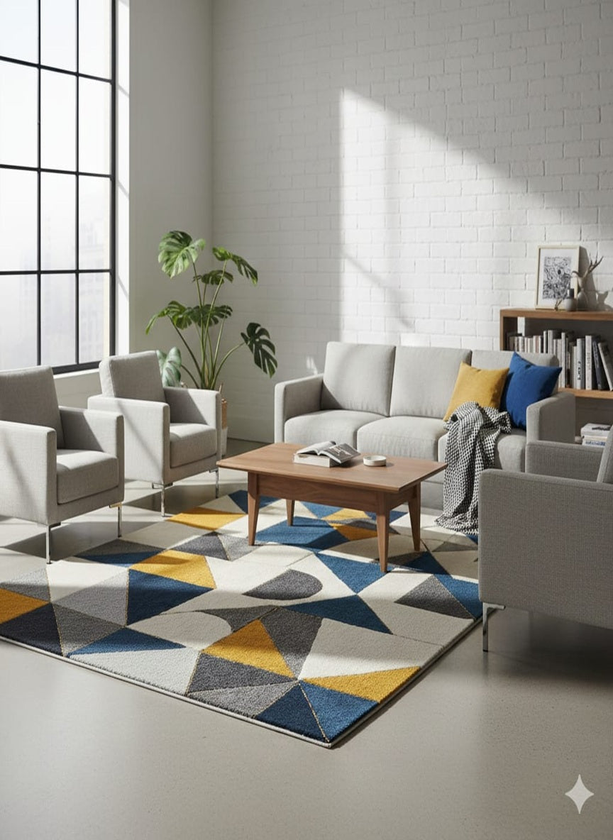 Hand-Tufted Modern Geometric Wool Rug | Contemporary Area Rug by CarpetRugDecor