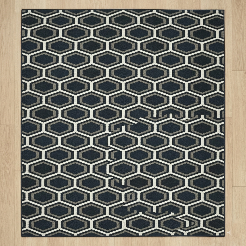 Hand-Tufted Hexagon Pattern Wool Rug | Modern Family Area Rug by CarpetRugDecor