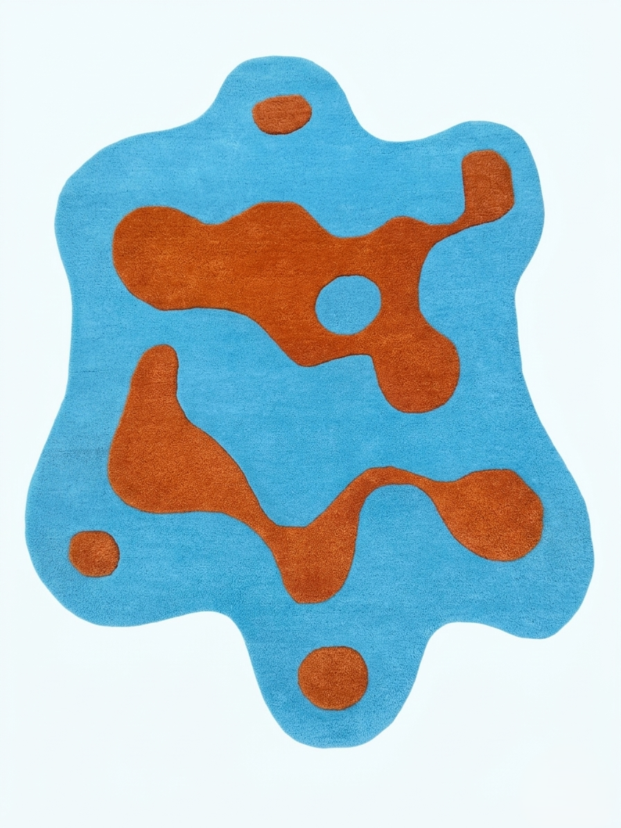 Hand-Tufted Abstract Organic Shape Wool Rug | Modern Designer Area Rug by CarpetRugDecor