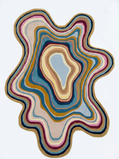 Hand-Tufted Abstract Multicolor Wool Rug | Organic Shape Designer Rug by CarpetRugDecor