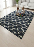 Hand-Tufted Hexagon Pattern Wool Rug | Modern Family Area Rug by CarpetRugDecor
