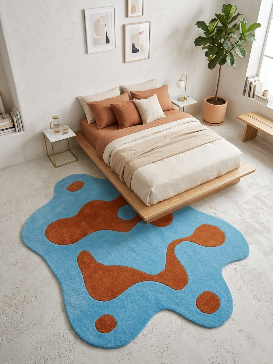 Hand-Tufted Abstract Organic Shape Wool Rug | Modern Designer Area Rug by CarpetRugDecor