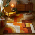 Hand-Tufted Retro Abstract Wool Rug | Warm Modern Area Rug by CarpetRugDecor