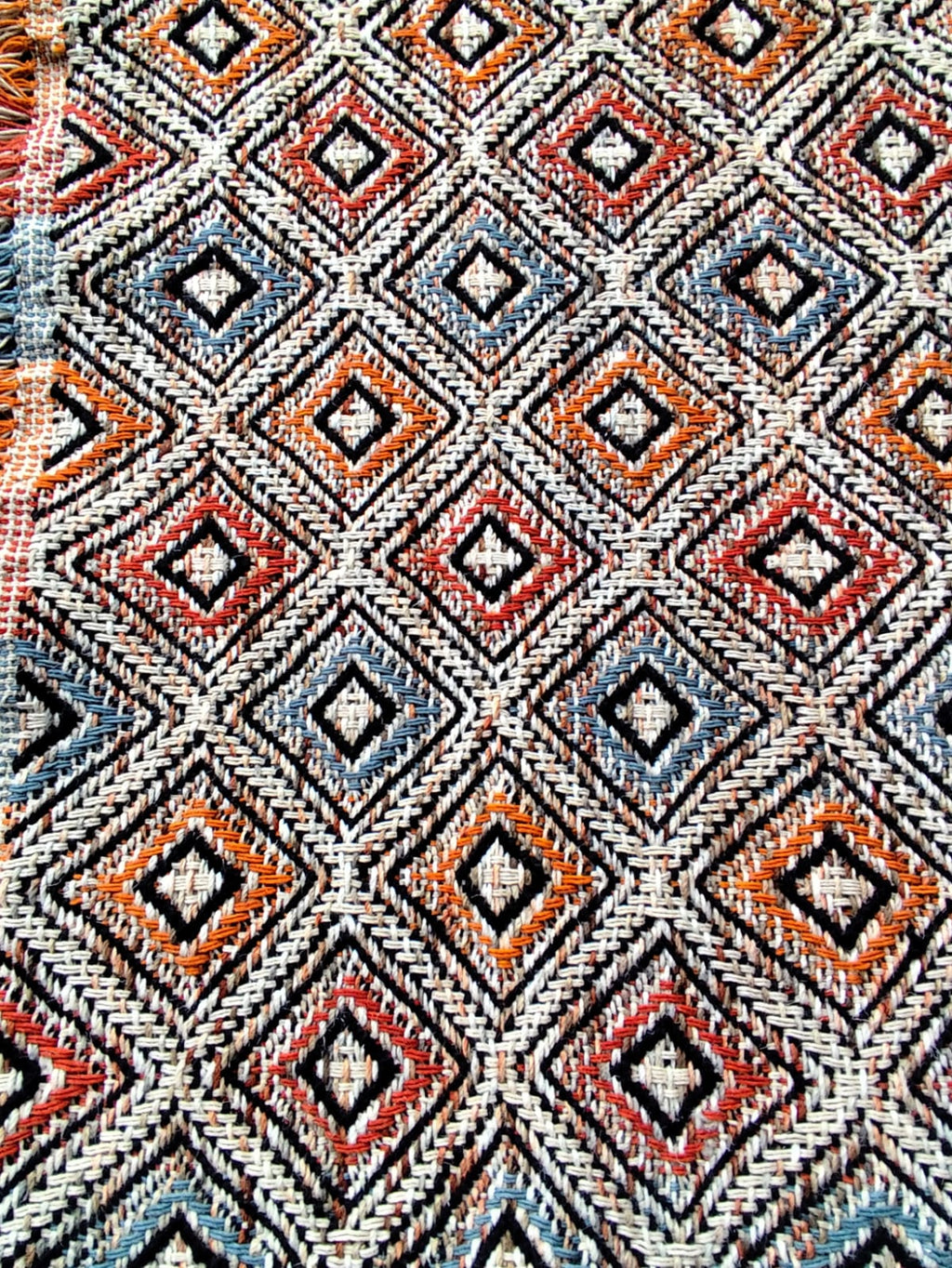 Handwoven Wool Dari Rug – Boho Diamond Geometric Kilim