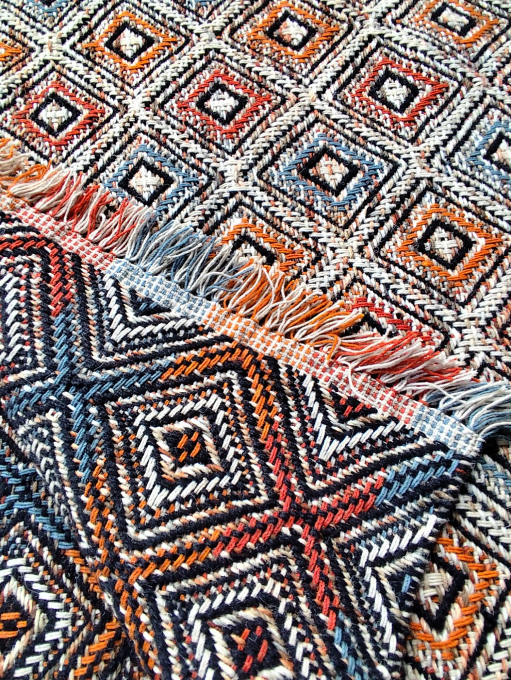 Handwoven Wool Dari Rug – Boho Diamond Geometric Kilim