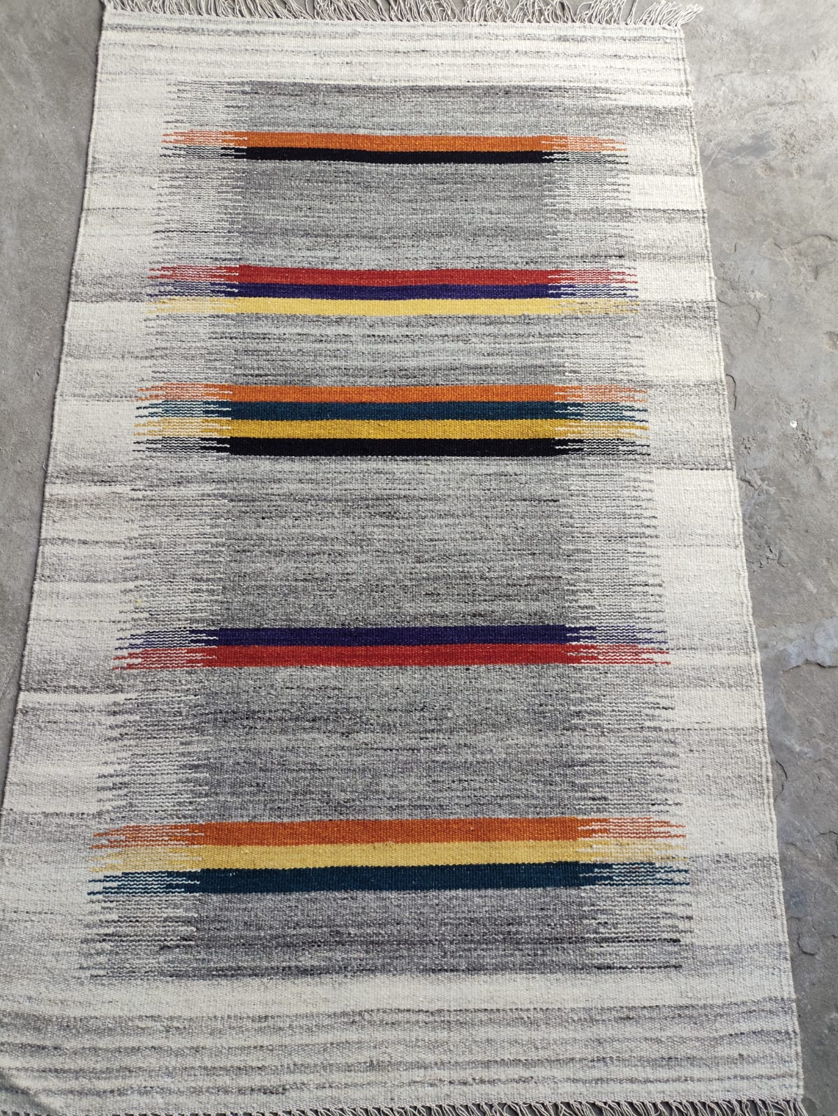 Handwoven Wool Dari Rug – Minimalist Stripe Kilim