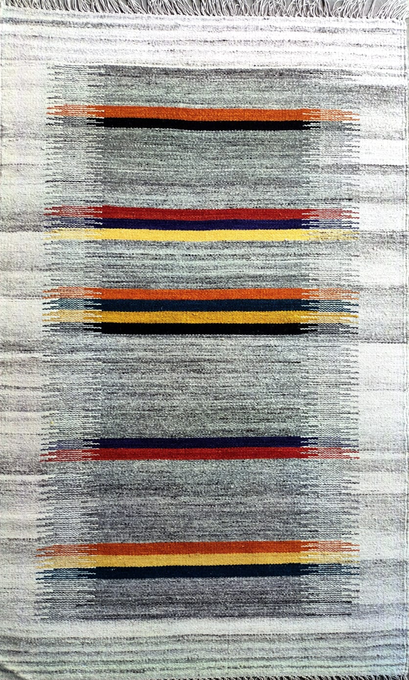 Handwoven Wool Dari Rug – Minimalist Stripe Kilim