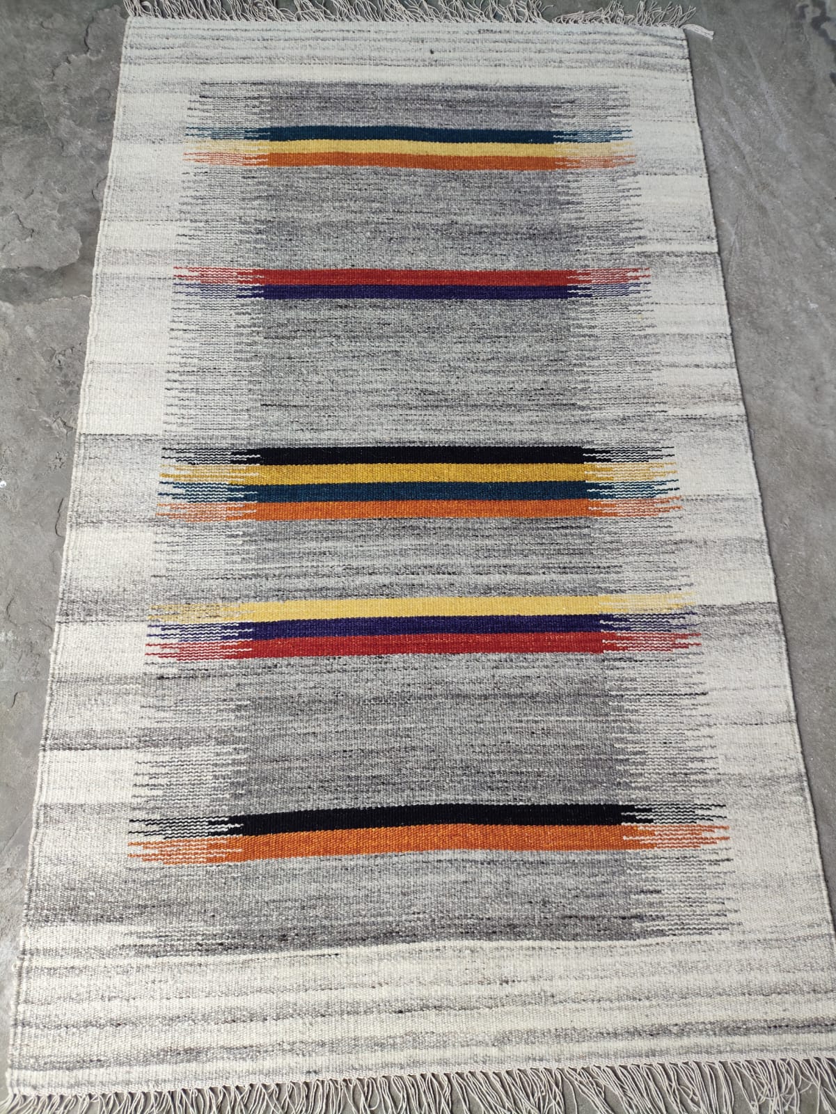 Handwoven Wool Dari Rug – Minimalist Stripe Kilim