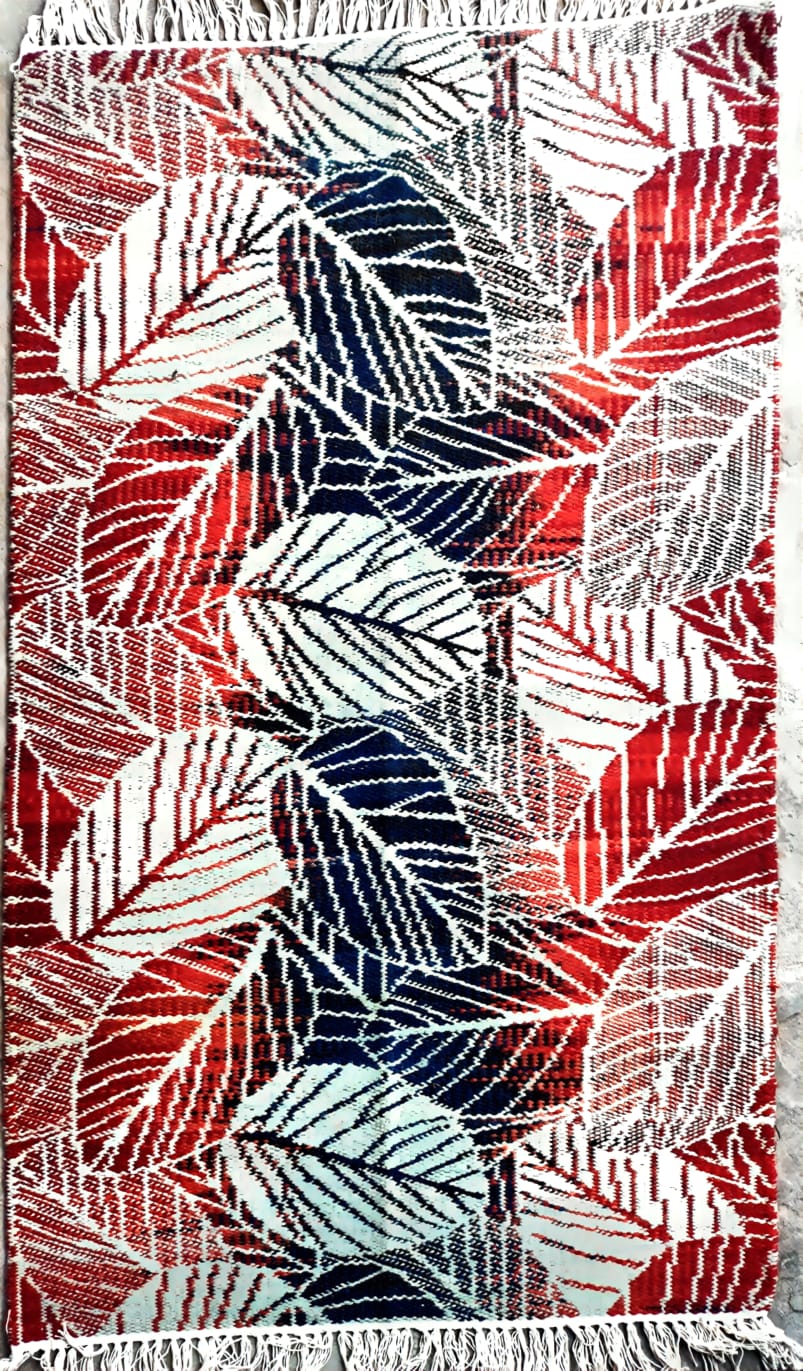 Handwoven Wool Dari Rug – Modern Leaf Pattern Area Rug