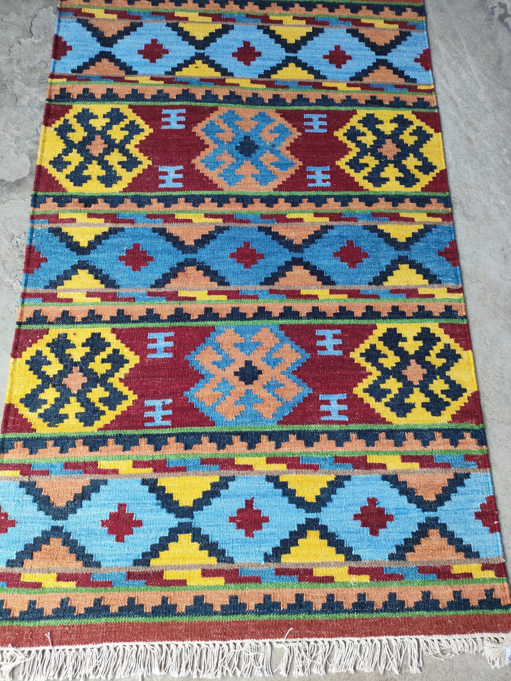Handwoven Wool Dari Runner Rug – Colorful Tribal Kilim Runner