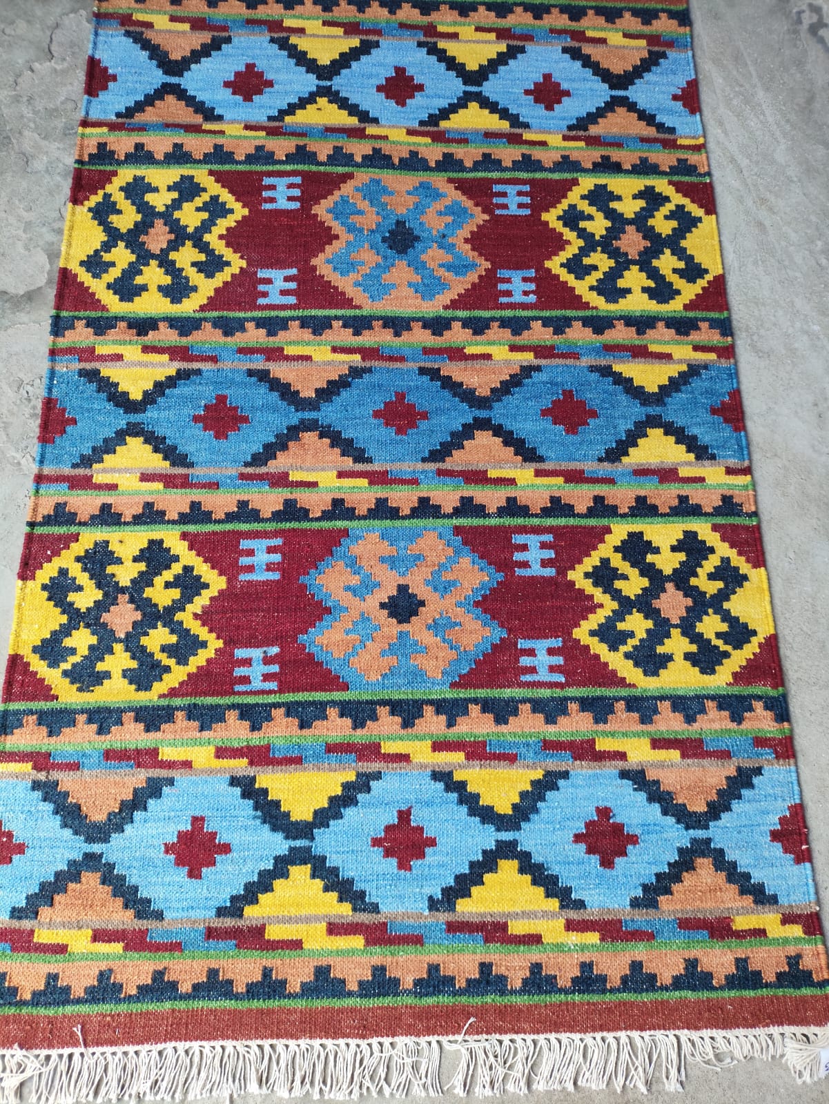 Handwoven Wool Dari Runner Rug – Colorful Tribal Kilim Runner