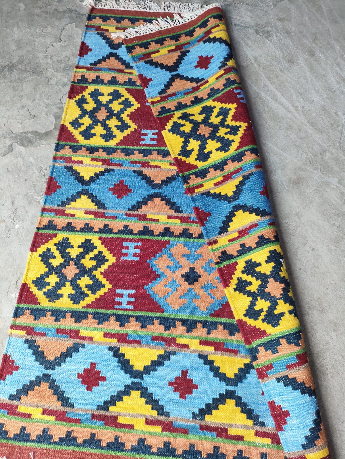 Handwoven Wool Dari Runner Rug – Colorful Tribal Kilim Runner