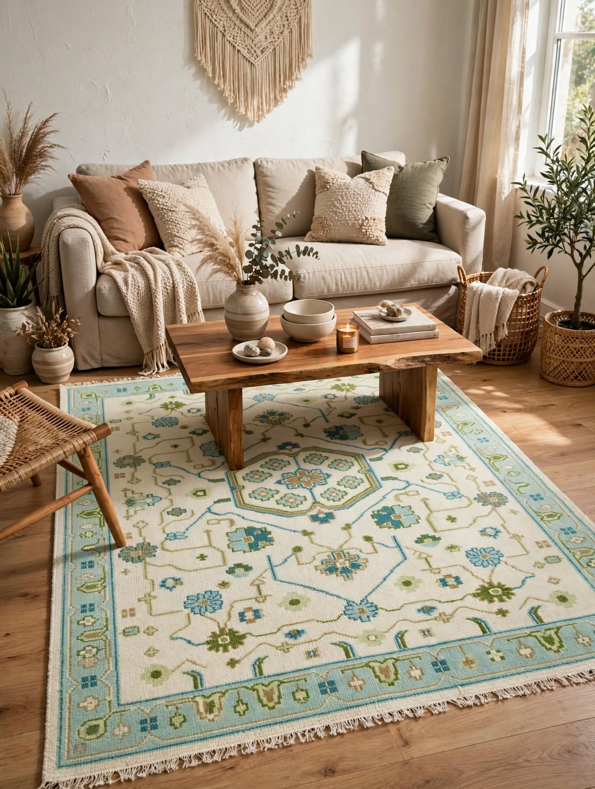 Hand-Knotted Floral Medallion Wool Rug | Vintage Traditional Area Carpet by CarpetRugDecor