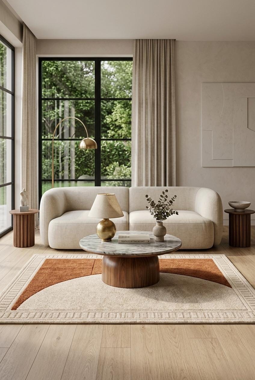 Modern Abstract Area Rug, Brown Cream Shag Rug, Hand Tufted Plush Living Room Carpet