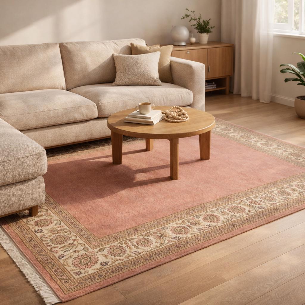 Hand Knotted Pink Oushak Rug | Persian | Wool | Living Room | 8x10 | Custom