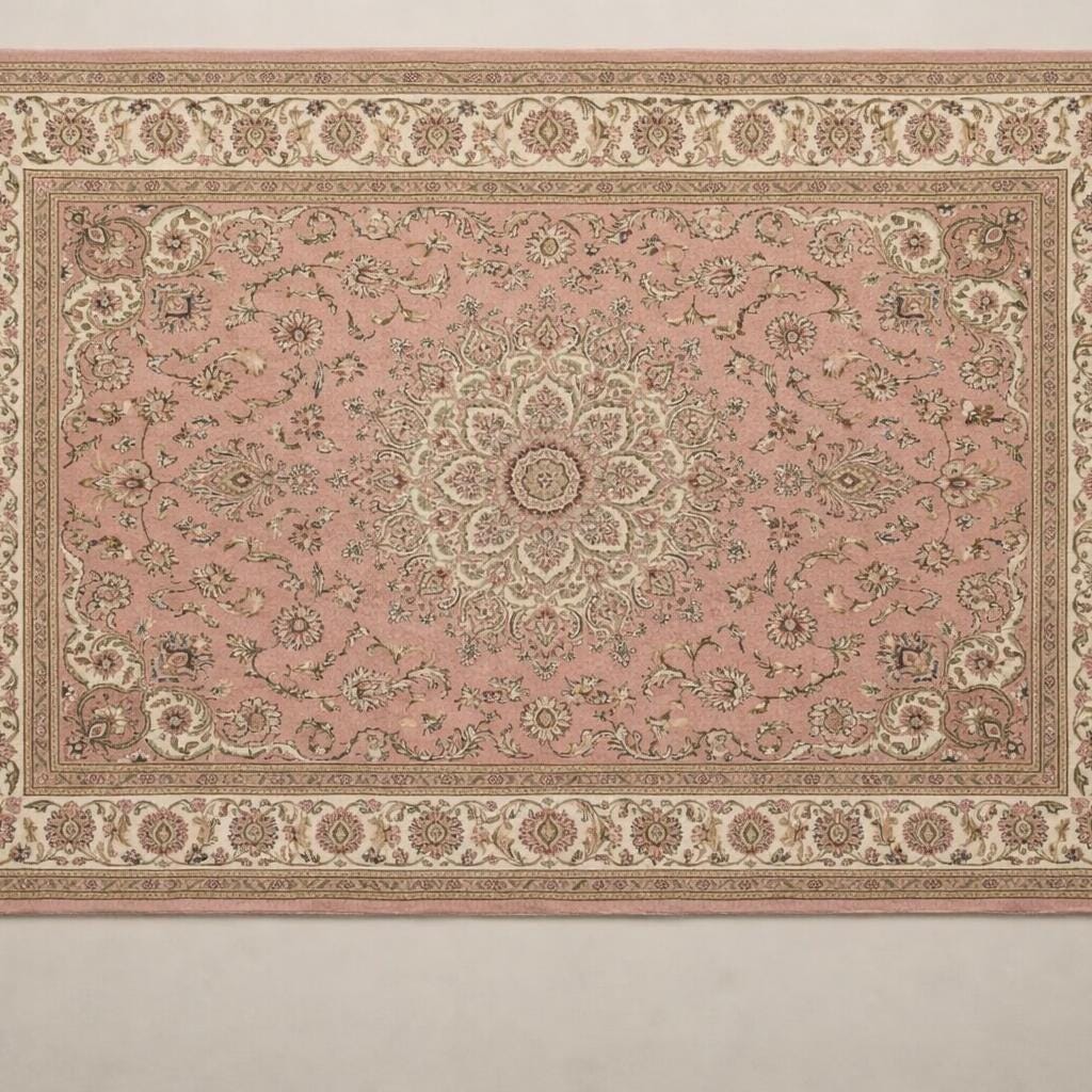 Hand Knotted Pink Medallion Rug | Persian | Wool | Living Room | 8x10 | Custom