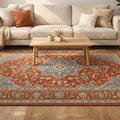 Hand Knotted Wool Oushak Rug Vintage Floral Medallion Carpet Living Room Area Rug