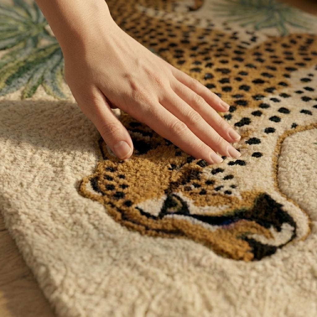 Hand Tufted Cheetah Jungle Runner Rug | Boho | Wool | Living Room Area Rug | Custom