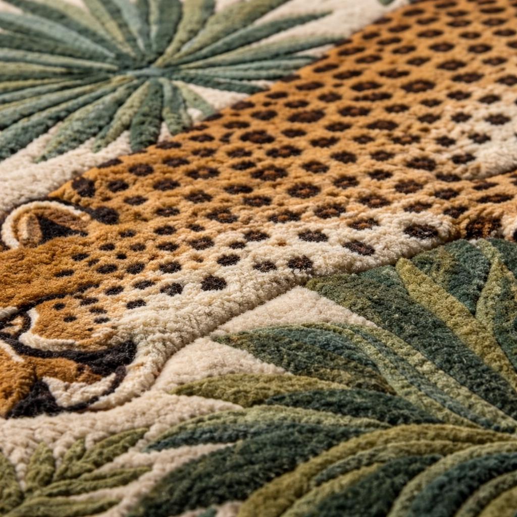 Hand Tufted Cheetah Jungle Runner Rug | Boho | Wool | Living Room Area Rug | Custom