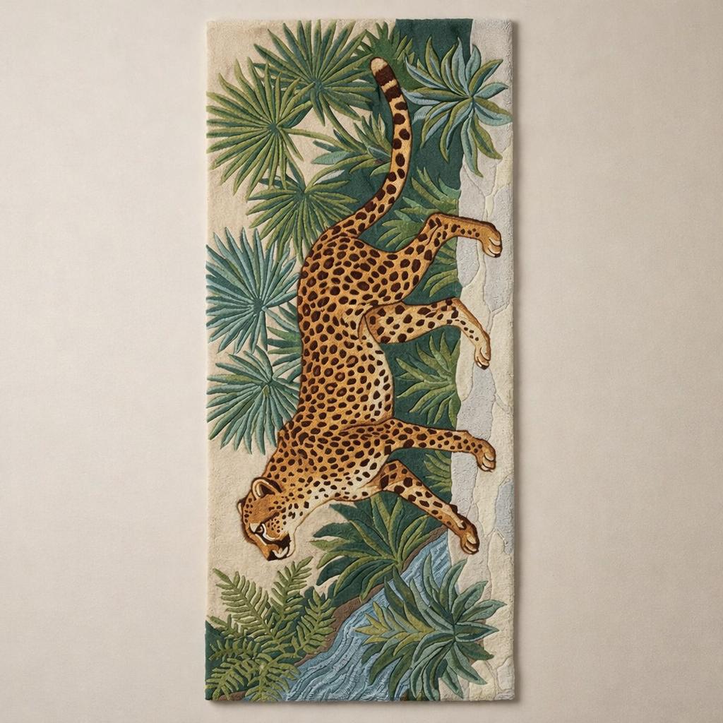 Hand Tufted Cheetah Jungle Runner Rug | Boho | Wool | Living Room Area Rug | Custom