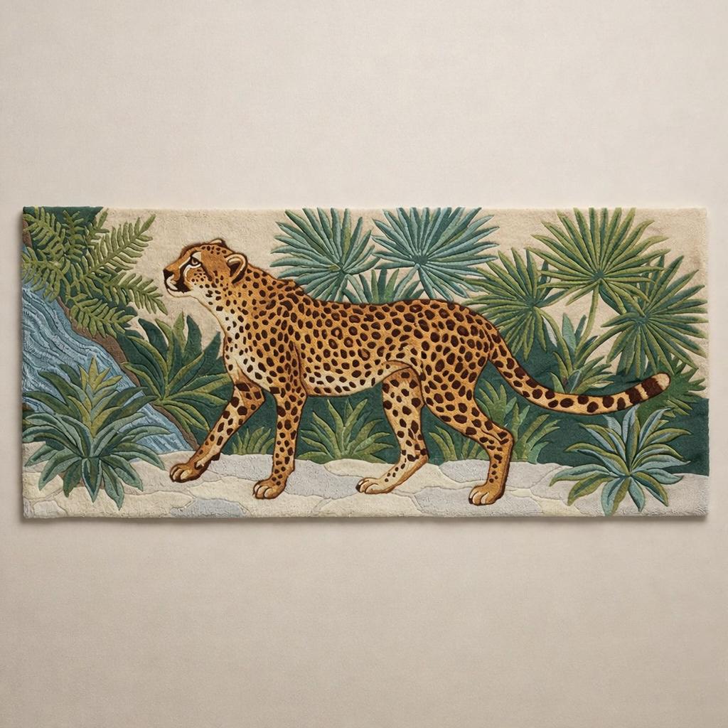 Hand Tufted Cheetah Jungle Runner Rug | Boho | Wool | Living Room Area Rug | Custom