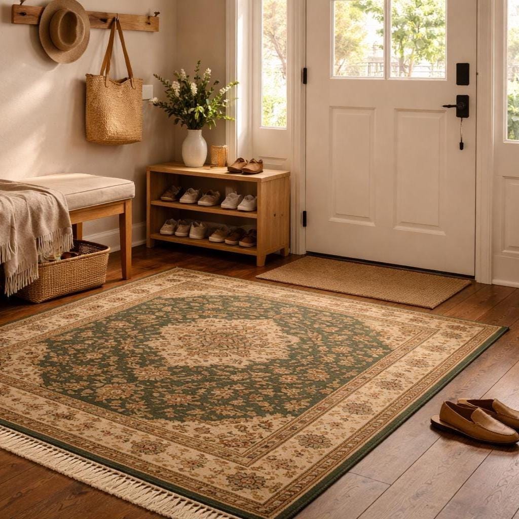 Hand Knotted Rug | Persian Floral Oushak Style | Wool Living Room Rug 8x10 Custom