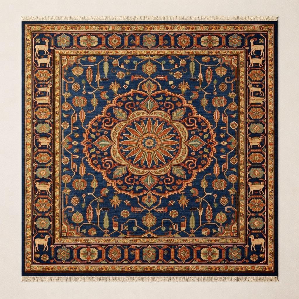 Blue Oushak Rug | Hand Knotted Oriental Wool Living Room Area Carpet 8x10 Custom