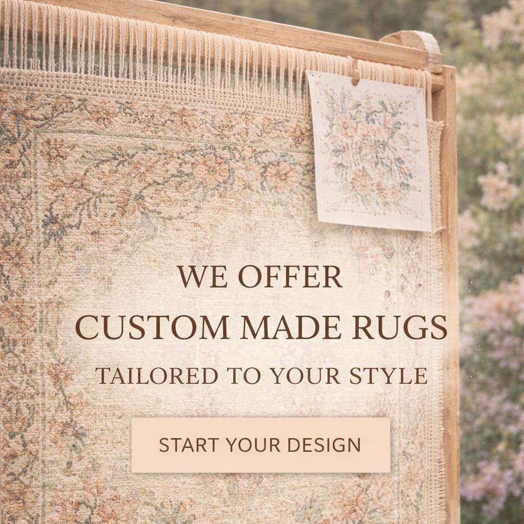 Hand Knotted Deer Rug | Oushak Style Wool Living Room 8x10 Custom Size