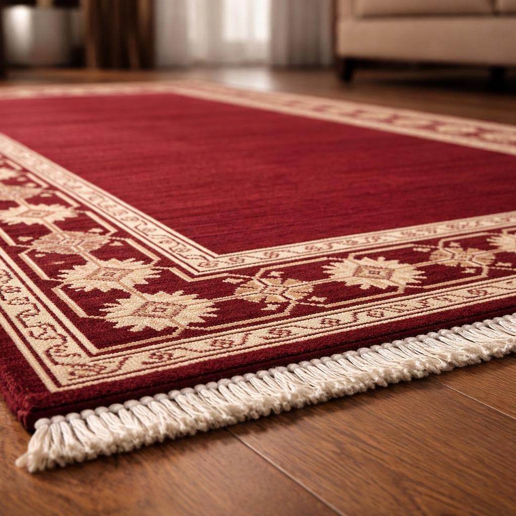 Hand Knotted Oushak Rug | Red Border Wool Carpet Living Room 8x10 Custom