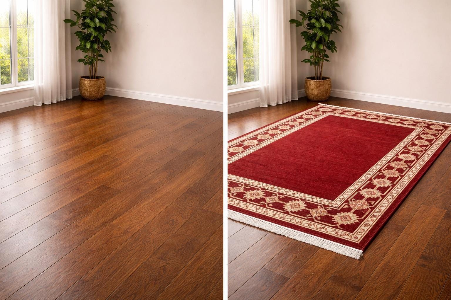 Hand Knotted Oushak Rug | Red Border Wool Carpet Living Room 8x10 Custom
