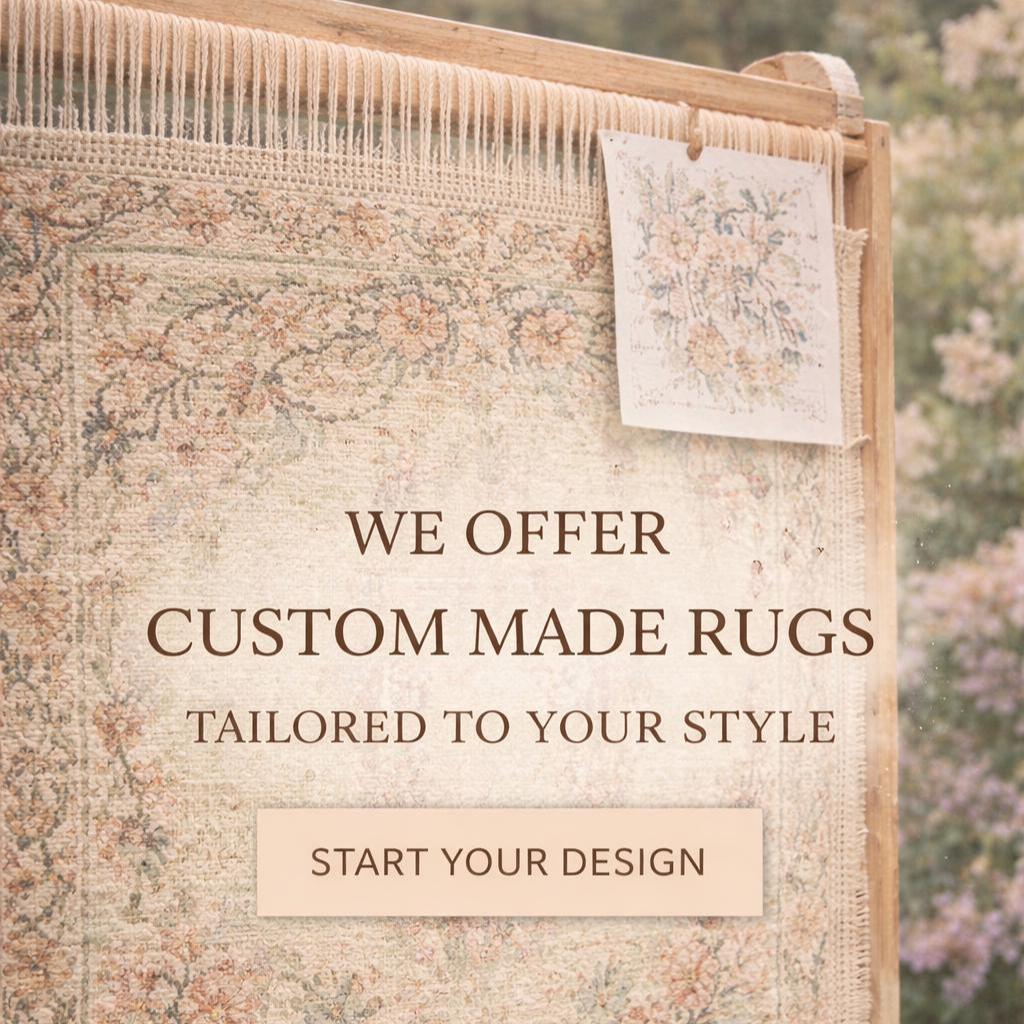 Hand Knotted Oushak Rug | Red Border Wool Carpet Living Room 8x10 Custom