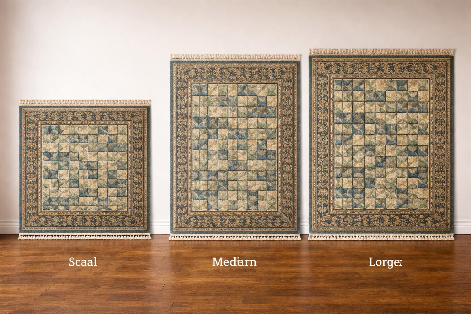 Hand-Knotted Wool Rug, Floral Geometric Patio Carpet, Vintage Boho Area Rug