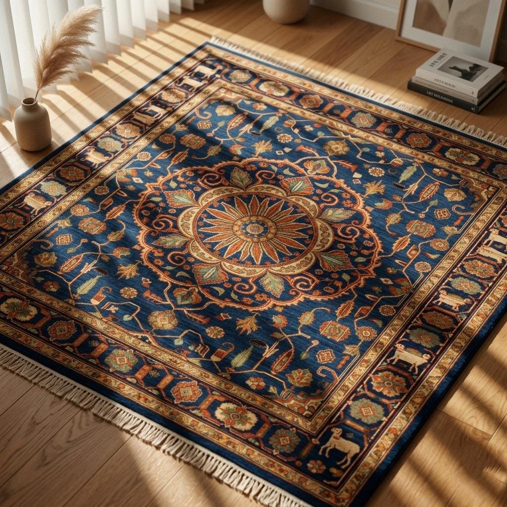 Blue Oushak Rug | Hand Knotted Oriental Wool Living Room Area Carpet 8x10 Custom